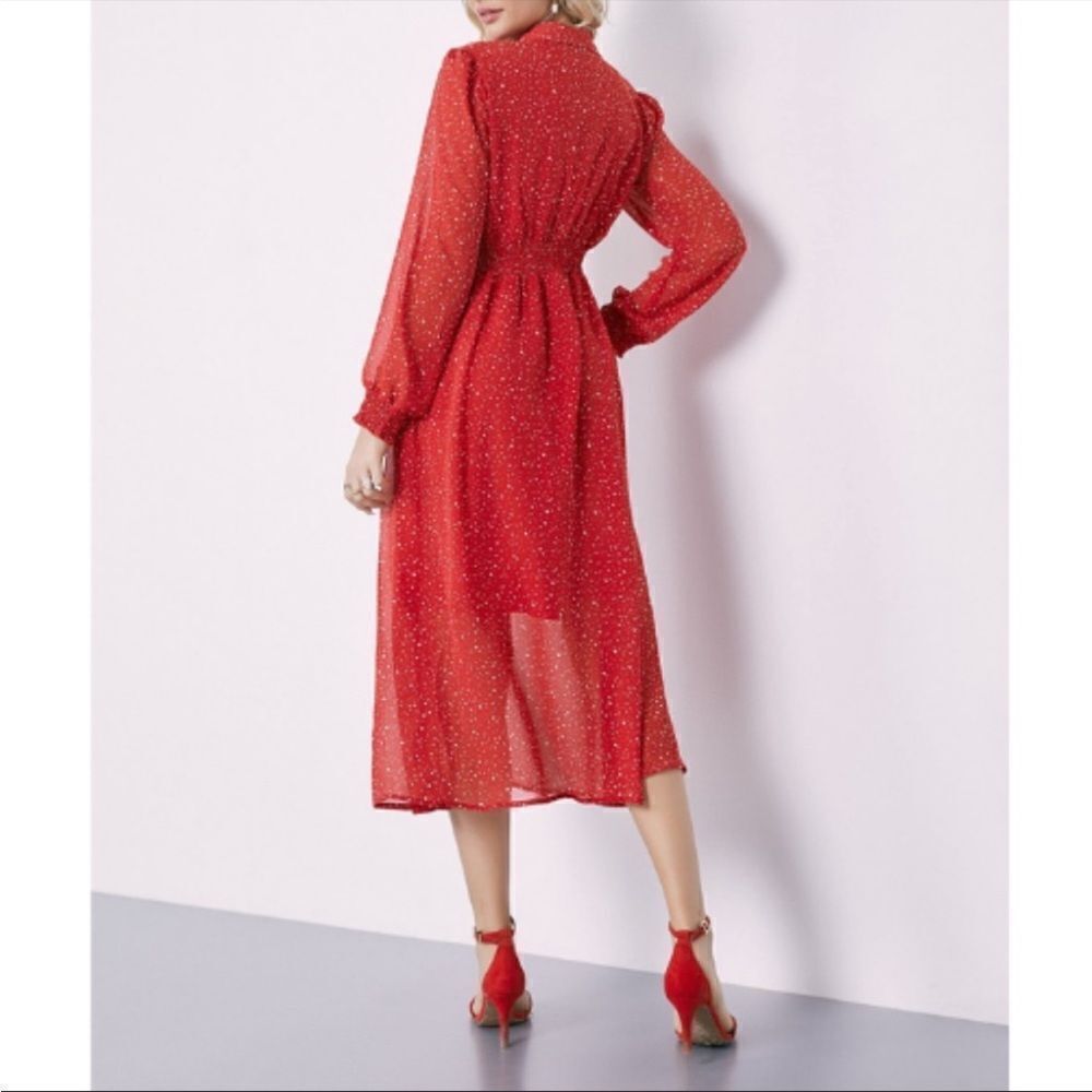 Suzanne Betro Red and Ivory Polka Dot Button Front Dress XL - Picture 11 of 12